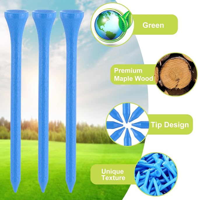 Vinsot 1000 Pcs Golf Tees Bulk 3-1/4'' Wooden Tees for Driving Range, Golf Club Accessories for Men Dad