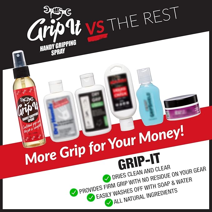 Grip-iT Hand Grip Spray - Improved Pole Grip and Tennis Grip - Liquid Chalk Replacement - Supplement Your Tennis Grip Tape - Better Pole Grip for Pole Dancing - Lifting Chalk Substitute (3 Pack)
