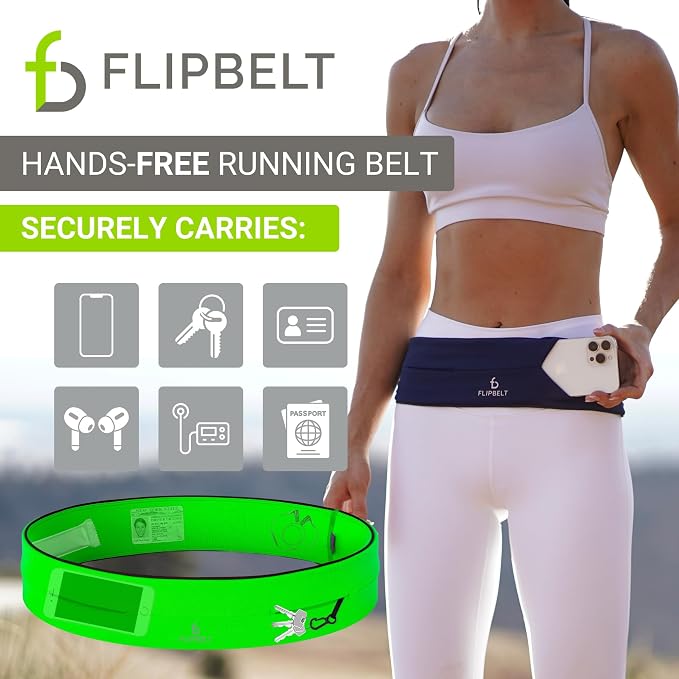 FlipBelt Classic Running Belt, Belt Bag & Fanny Pack for Men and Women - Phone Holder, Waist Pack, Running Accessories, Belt Pouch, Money Belt, USA Running Company