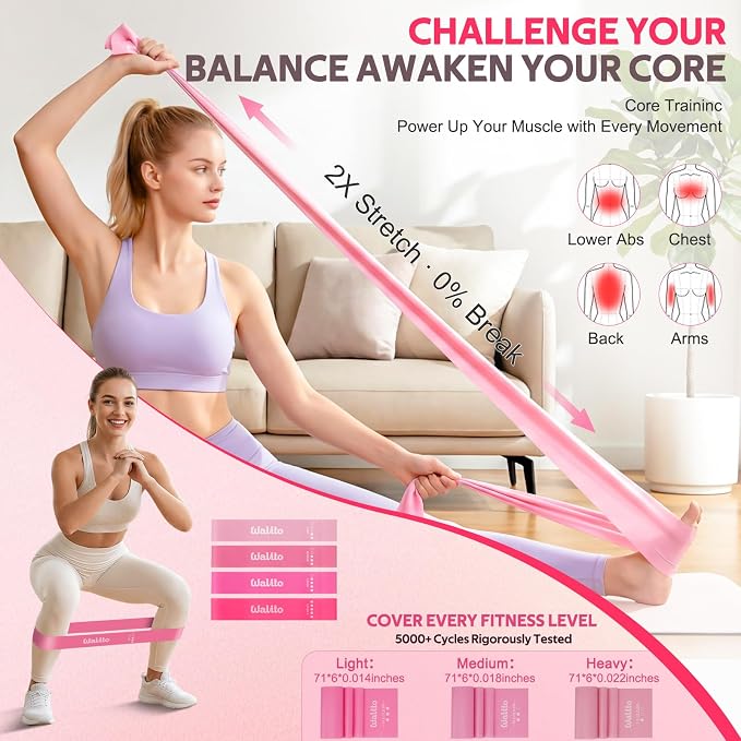 WALITO 15 PCS Pilates Kit, Adjustable Pedal Resistance Band with Handle, Figure 8 Resistance Band for Exercise Women, At Home Workout Equipment Set with Yoga Ball & Booty Bands for Full Body Gym