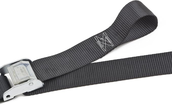 PowerTye Cam Buckle Tie Down Straps – 2 inch x 12ft Straps with Latch Hooks – Ideal for Motorcycle, ATV, Trailers, and Truck Bed Cargo – 600 lb WLL & 1,800 lb Break Strength – USA Made, Black (Pair)