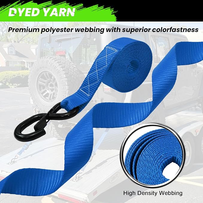 Ratchet Straps Heavy Duty 4 Pack -1.5 Inch x 8 Feet (5,208LB Break Strength)- Motorcycle Tie Down Straps -1.5xThickened Wear-Resistant Ratchet Tie Down Set for Powersports, Motorcycle or Moving Cargo
