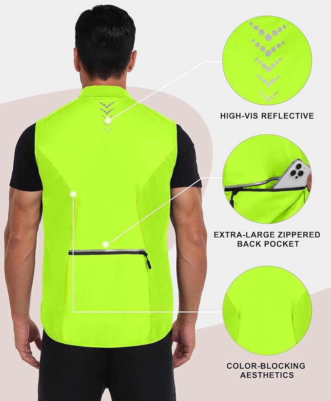 Little Donkey Andy Men's Water-resistant Outerwear Vests, Stretch Windproof Vest for Cycling, Running, Golf