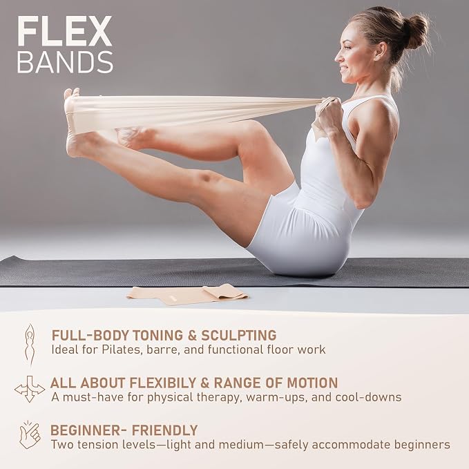 PhysKcal Pilates Kit, 15-Inch Pilates Ring with 1x Core Ball, 3X Resistant Loops and 2X Flex Bands, Home Pilates Equipment Set and Mat Pilates Essential Kit