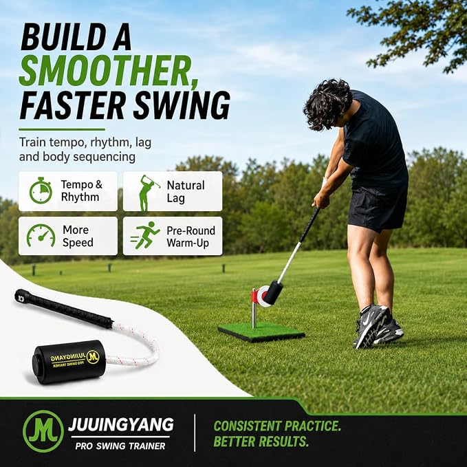 Golf Rope Swing Trainer with Rotating Target, Golf Swing Training Aid, Tempo & Rhythm Training, Speed, Strength Development, Warm-Up & Practice Equipment, Gifts for Golfer Men Dad Him Golfer