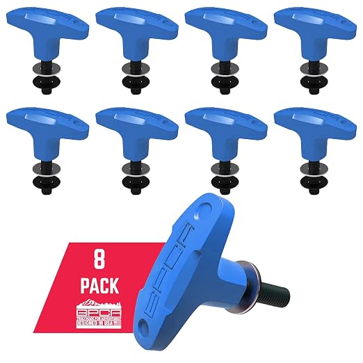 GPCA – Quick Release Hardtop Bolts, M8 25mm Thumbscrew for Ford Bronco Hardtop Removal, Bronco Accessories & Cargo Tie Down GP Anchor PRO w/o Nut, 8 Pack (Blue)