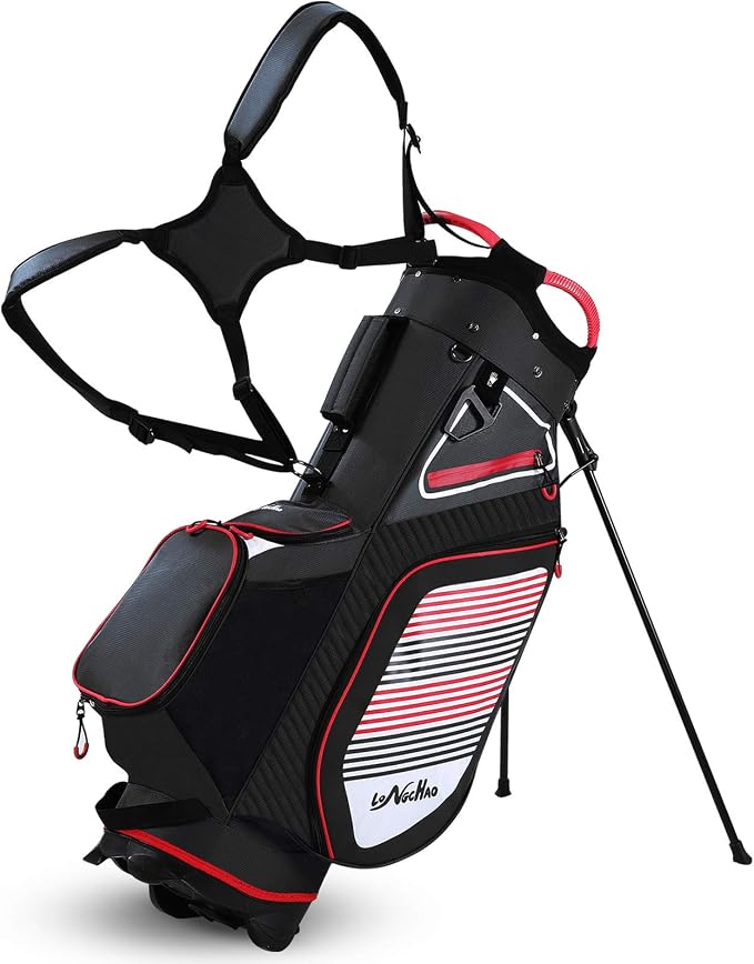 Golf Stand Bag for Men Navy 14 Way Divider Golf Bags, 6LB Lightweight Portable Walking/Riding Bags with Dust Cover, Strap