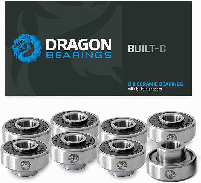 Fireball Dragon Skateboard Bearings Set 8 Pack - Fast 608 Longboard Bearings Set for Skateboards Inline & Roller Skates - Bearings for Skateboarding Guaranteed for Life