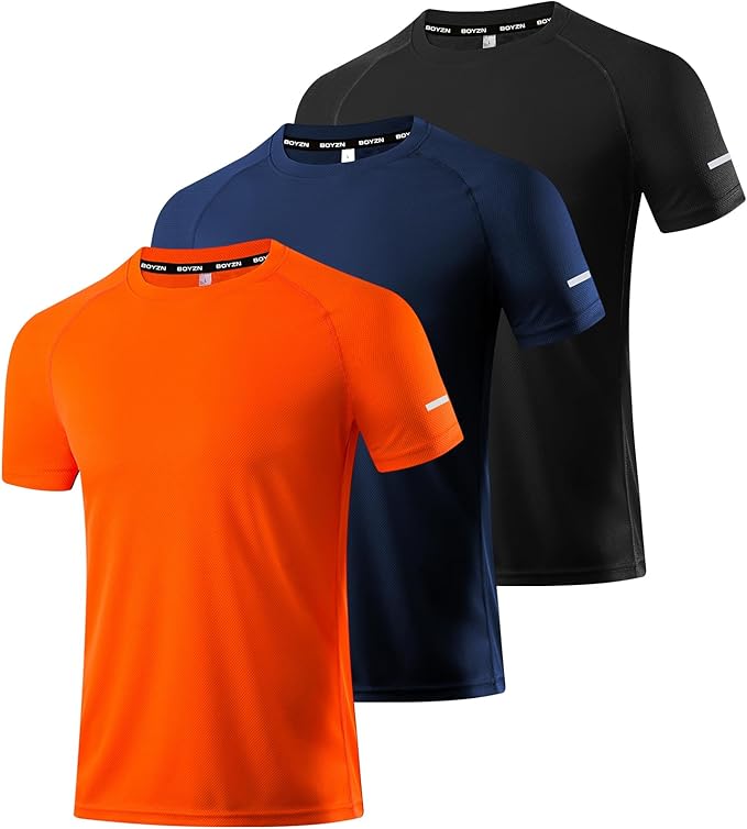 Boyzn 1, 3, 5 or 7 Pack Men's Workout Running Shirts, Dry Fit Moisture Wicking T-Shirt, Gym Athletic Short Sleeve Tee Shirts