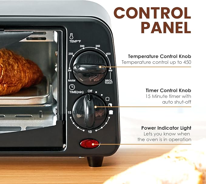 Elite Gourmet ETO236 Personal Compact 2 Slice Countertop Toaster Oven with 15 Minute Timer & Adjustable Temperature,Bake,Broil,& Toast,Black,(Pack of 6)