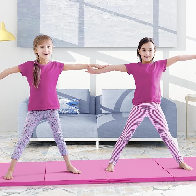 ZENOVA Gymnastics Mat 6'x3'x2''/4'x8'x2'' Exercise Mat Gym Mat for Home Aerobics Workout Foldable Tumbling Mat Children Gifts