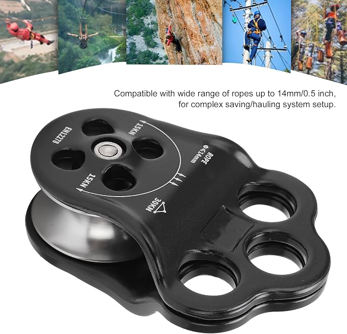 Climbing Pulley, 30KN Hitch Climber Pulley Equipment Dual Bearing for Rigging Hauling Arborist Tree Climbing
