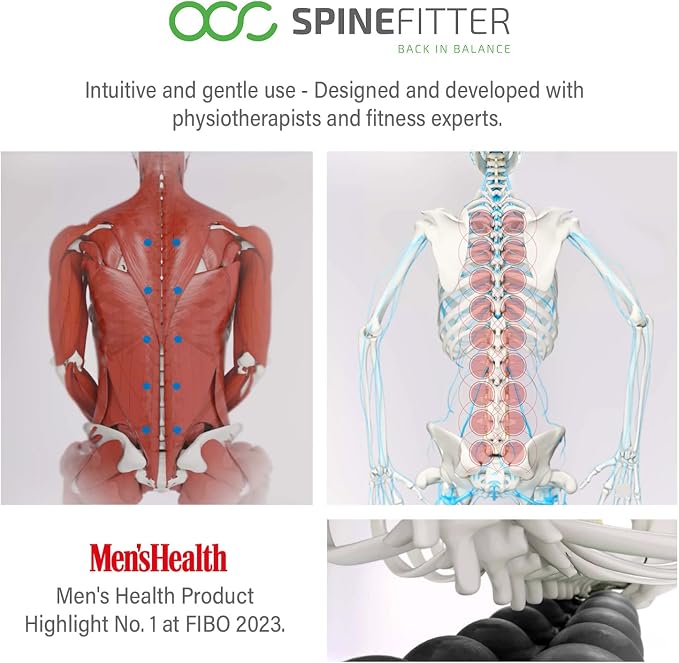 SPINEFITTER by SISSEL | Massage Device for Back & Balance | Back Trainer Relieves Tension & Blockages | Ideal for Pilates and Yoga | for Relaxation of The Spine | for Home & Professional (Black)
