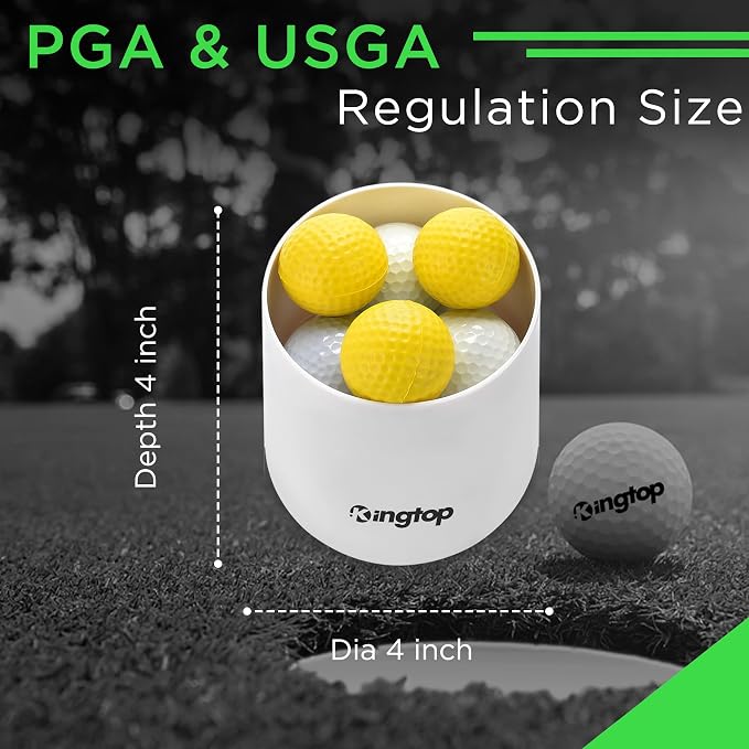 KINGTOP 4Inch Golf Hole Cup with Hole Cover for Backyard Practice Putting Green, Fit PGA | LPGA | USGA Regulations