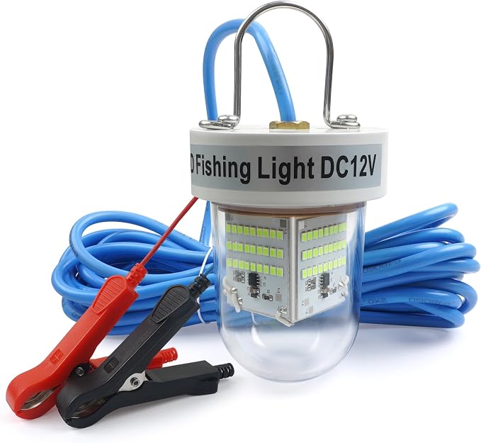 SILANON Underwater Fishing Light Super Bright 40000 Lumens 12V 80W LED Submersible Fishing Light Green Night Fish Attracting Light Waterproof Bait Finder Attractants Boat Lamp for Snook Crappie