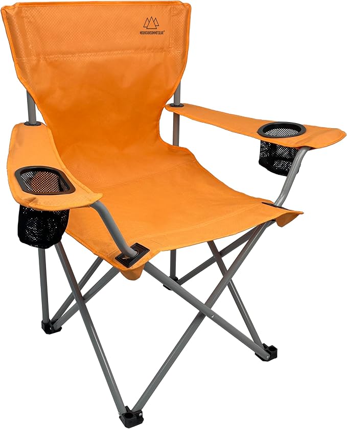 Anytime Chair for Camping, Sports, and The Outdoors w/Carry Bag, Camping Chairs for Adults, Folding Chair for Outside, (by Caddis Sports) (1, Orange)