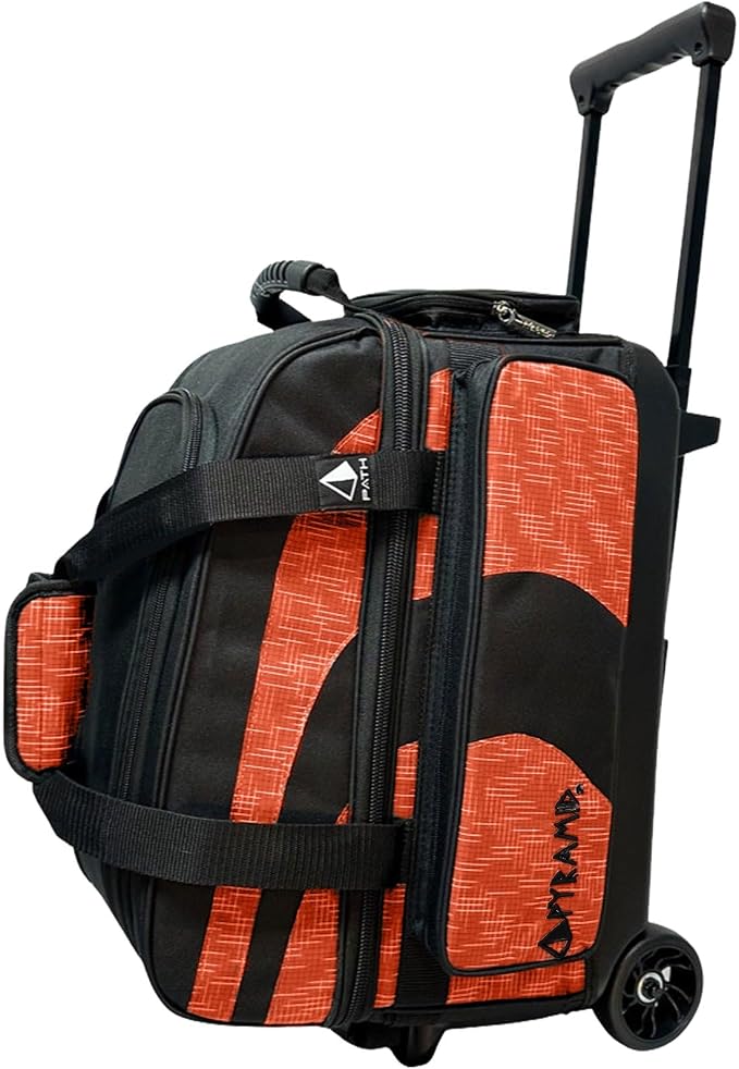 Pyramid Deluxe Double Roller 2 Ball Bowling Bag with Large Separate Shoe Compartment (Up To 2 Pairs Of Shoes) and Accessory Pockets, Sturdy Square Handle - Extends to 40" - Pro Options Available
