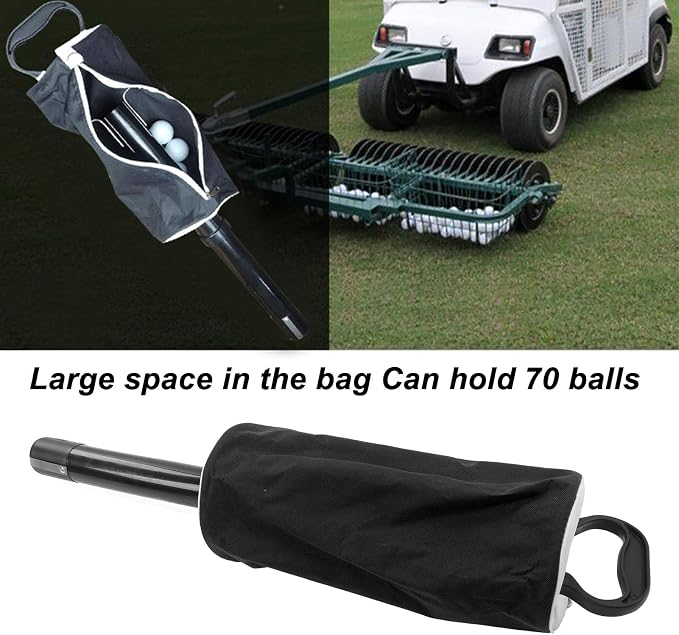 Ball Retriever with Detachable Tube | Holds 80 Balls | Rubber Handle & Nylon Bag | No Bend Pickup for Driving Range/Practice/Outdoor