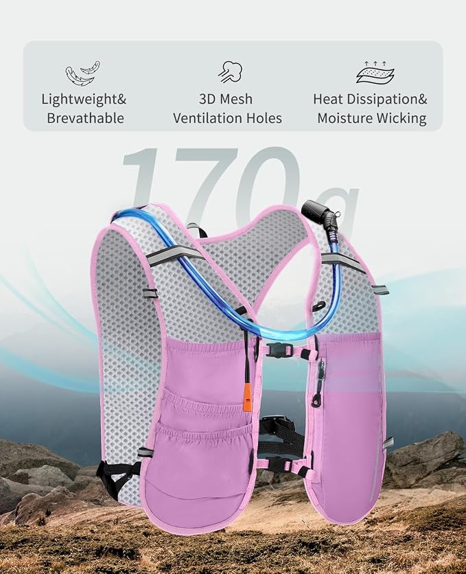 ECOHUB Running Hydration Vest Backpack,Lightweight Breathable Pack with 2L Water Bladder Bag Daypack for Hiking Trail Running Cycling Race Marathon for Women Men
