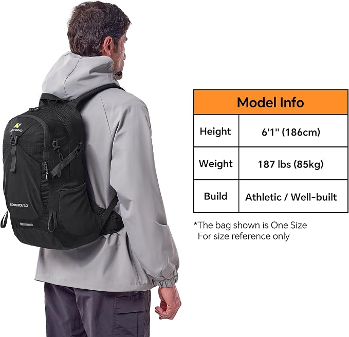 N NEVO RHINO 20L Hiking Internal Frame Backpack for Men Women, Small Travel Backpack Waterproof Backpack with Rain Cover