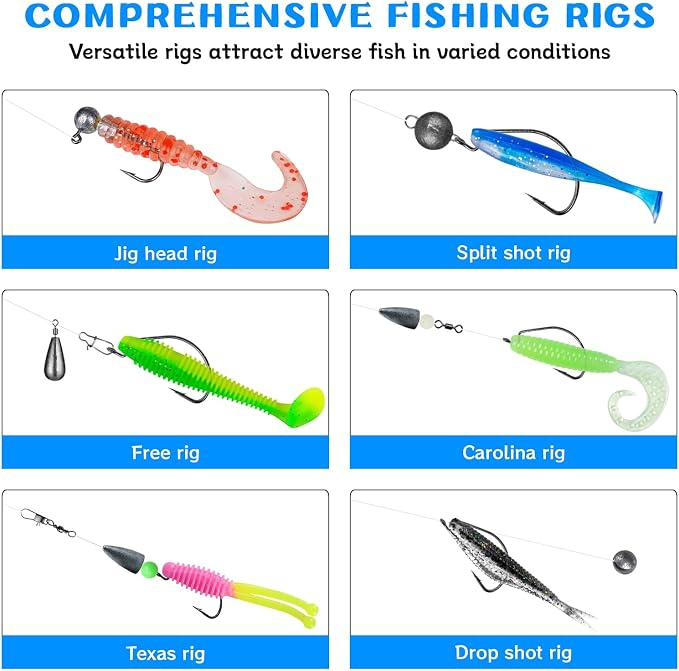 Fishing Accessories Kit Organized Fishing Tackle Box | Included Hooks, Sinkers Weights, Rubber Bobber, Jigs, Beads, Swivels Snaps, Fishing Gear Kit