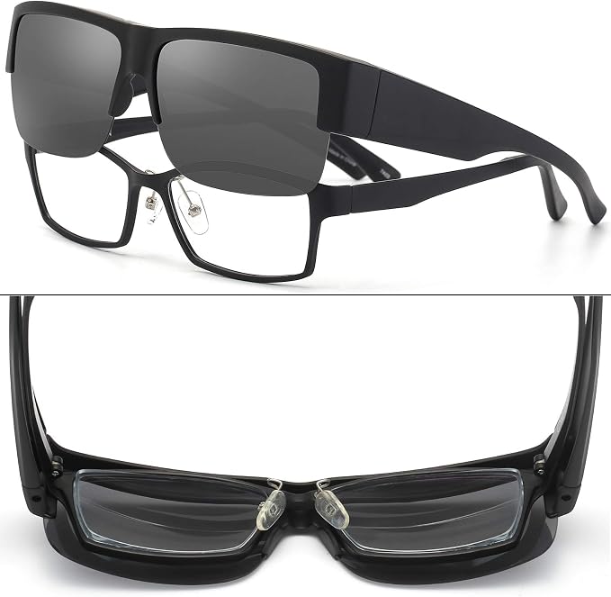 CAXMAN Fit Over Glasses Sunglasses for Men & Women Polarized Lens 100% UV Protection