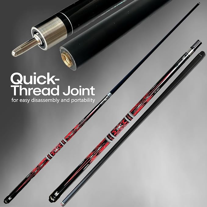 Tai ba cues Fibergalss Shaft Pool Stick with case, 13mm Multilayer Leather Tip, 58", Hardwood Canadian Maple Professional Billiard Pool Cue Stick, Quick-Release Joint, 18, 19, 20, 21 Oz (Selectable)