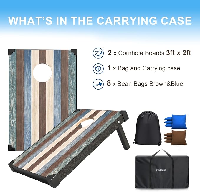 2’x3’ Cornhole Boards Set, Cornhole Outdoor Game Set - Corn Hole Toss Boards Set with 8 Cornhole Bags and 2 Cornhole Boards, Cornhole Sets for Adults Lawn Outside Backyard Games