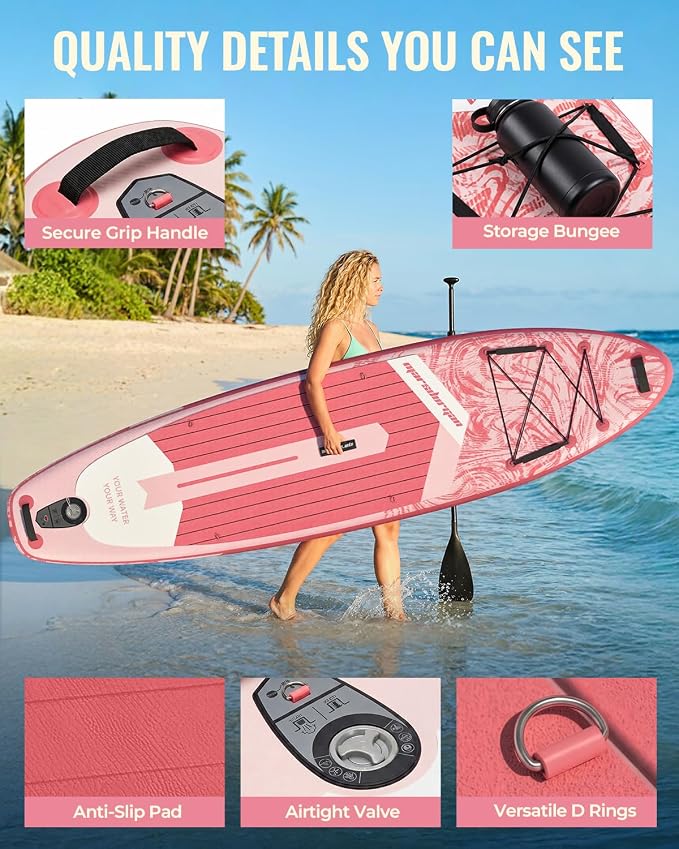 11'x34 Inflatable Paddle Board for Adults Youth, Extra Wide 430LBS Capacity SUP, Stable 2-3 Person Family for Lake Ocean Fishing Surfing Yoga, Includes Accessories