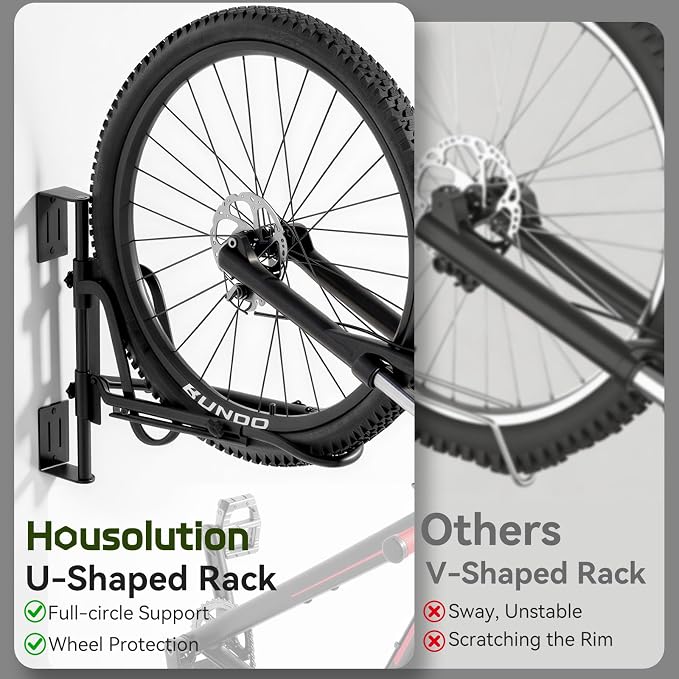 Housolution Swivel Bike Wall Mount, [1 Pack] No Lifting Bike Rack for Wheels Sizes up to 29'', Bike Hangers for Garage, Space-Saving Bike Rack Garage, Bike Hanger for Bikes with Max 3.14'' Tire Width