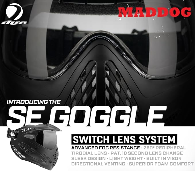 Maddog Dye SE Special Edition Paintball Mask Goggle System | Replaceable SLS Thermal Dual-Pane Anti Fog Lens | Adjustable Full-Face Safety Certified Protection
