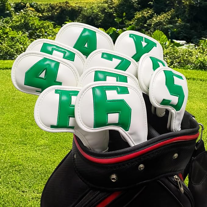 Scott Edward Golf Club Head Covers for Iron, 10 Pcs Leather Waterproof Material, Gradient Numbers Perfect for Mizuno Callaway, Ping, Taylormade, Cobra, Etc.