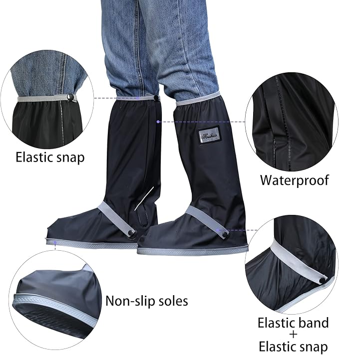 Waterproof Rain Boot Shoe Cover with Reflector Reusable & Foldable