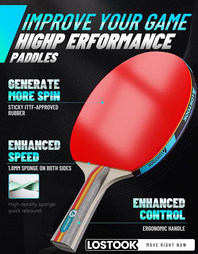 Professional Ping Pong Paddles Set of 2/4 with Table Tennis Rackets and 3 Star Balls, Portable Ping Pong Table Net with Clamps for Any Table, Home/Outdoor Games