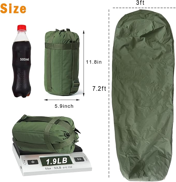 Akmax.cn Bivy Cover Sack for Military Army Modular Sleeping System, Waterproof Outer Shell for Sleeping Bag, Minimalist Stealth Shelter
