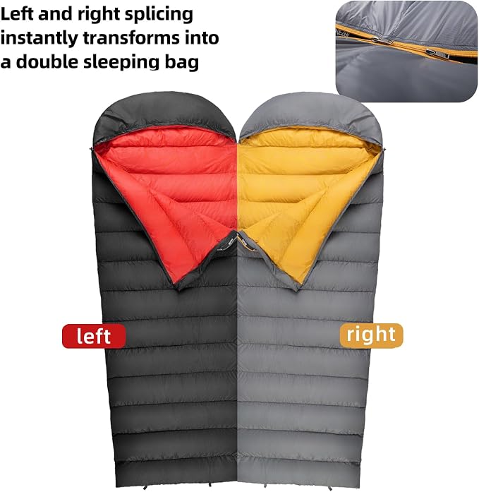 Down Sleeping Bag for Adults 620 Fill Power 0 Degree Sleeping Bag Cold Weather Ultralight with Pouch for Backpacking, Camping, Hiking