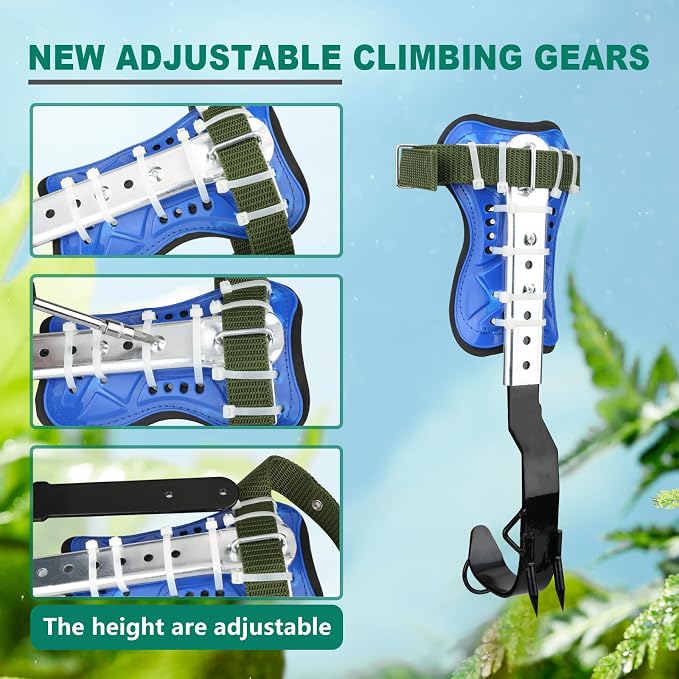 Tree Climbing Spike Set, 2 Gears Anti-Slip Climbing Tools with Footboards, Forestry Operation Gear for Tree Trimming, Hunting and Fruit Picking