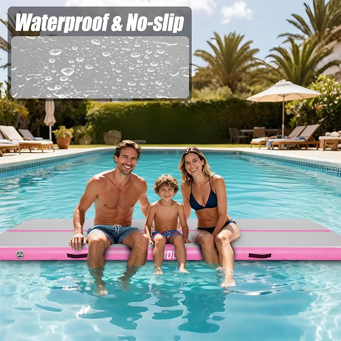 SUDOO Gymnastics Air Mat 10ft/13ft/16ft Inflatable Air Tumble Track Mat 4" Thick Tumbling Mat With Pump or No Pump for Training Tumble Yoga Cheerleading Parkour Beach Water Activities Home Use