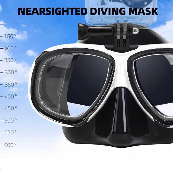 Nearsighted Snorkeling Gear for Adults Youth, Professional Full Dry Top Silicone Snorkel Set, Anti-Fog Scuba Diving Mask with Adjustable Strap