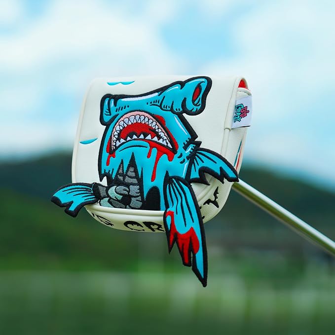 Big Crazy Golf Head Covers, Golf Club Covers Funny, Driver Headcovers, Golf Club Covers, Fairway Woods Head Covers, Hybrids Headcover, Putter Cover with Soft Lining for Golf Gift Hammerhead Sharks