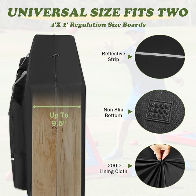 Cornhole Carrying Case Fits 4' x 2' Regulation Size Board, Heavy-Duty 900D Cornhole Boards Bag with Front Pockets and Padded Shoulder Strap for Cornhole Outdoor Games, Only Bag