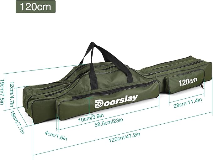 Fishing Rod Case Three Layers Fishing Rod Bag Oxford Portable Folding Fishing Pole Bag Outdoor Waterproof Tackle Storage Travel Bags Carry Organizer for Fishing Camping Hiking