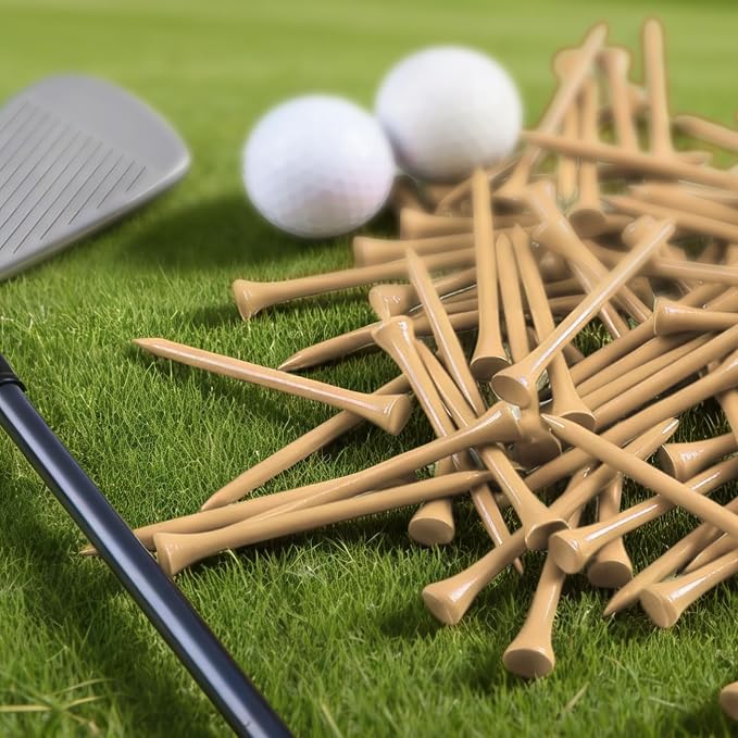 FINGER TEN Bamboo Golf Tees Wood 1 1/2 2 3/4 3 1/4 Inch Wooden Short Long Tee Color Bulk 250/500/1000/2000 Count for Men Women Kids in Red Pink USA Flag