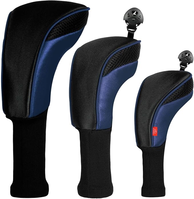 Golf Club Head Cover for Driver Fairway Hybrid 3 Pcs Woods Headcovers, Golf Accessories Head Covers Set with Interchangeable No. Tags 3 4 5 7 X Golf Accessories for Men Women