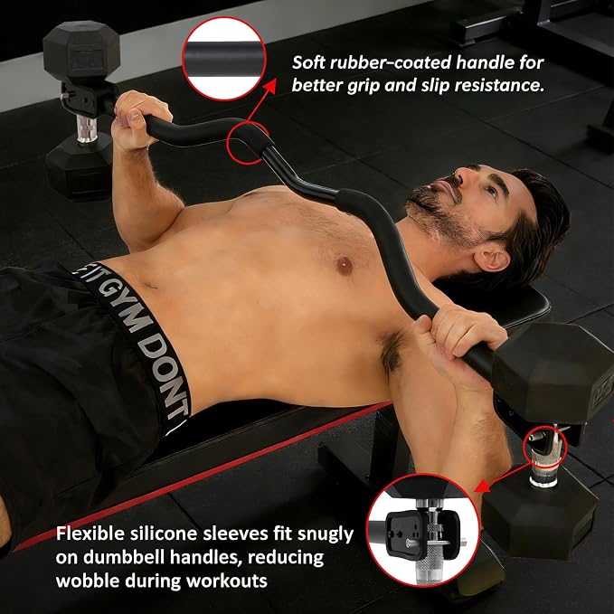 Dumbbell Barbell Converter Bar, Adjustable Dumbbell Bar for Home Gym, Compatible with Most Dumbbells, All-Metal Dumbell to Barbell Converter for Weight Lifting and Strength Training
