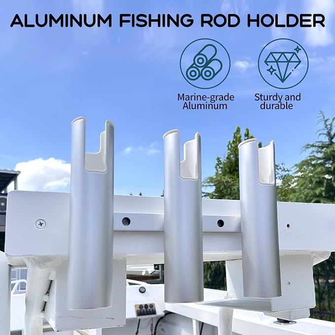 Aluminum Fishing Boat Rod Holder, 3/4 Link Tube Rod Rack, Marine Grade Aluminum Rod Mount for Boats & Yachts, Silver