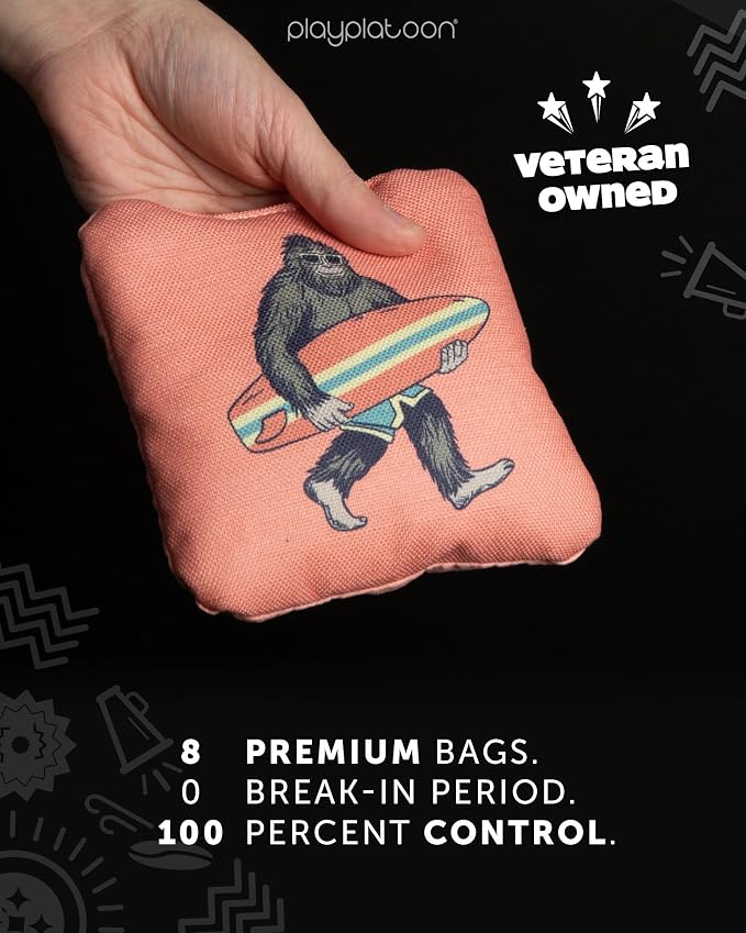 Play Platoon Pro Cornhole Bags Set of 8 - Professional Dual Sided Slick and Sticky Side Competition Corn Hole Bags - Tournament Series