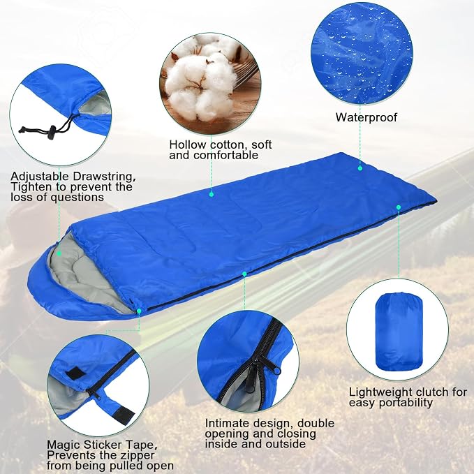 Macarrie 10 Pcs Bulk Sleeping Bags for Adults 0 Degree Waterproof Emergency Sleeping Bags with Compression Sack for Camping Hiking Backpacking Outdoor Activities