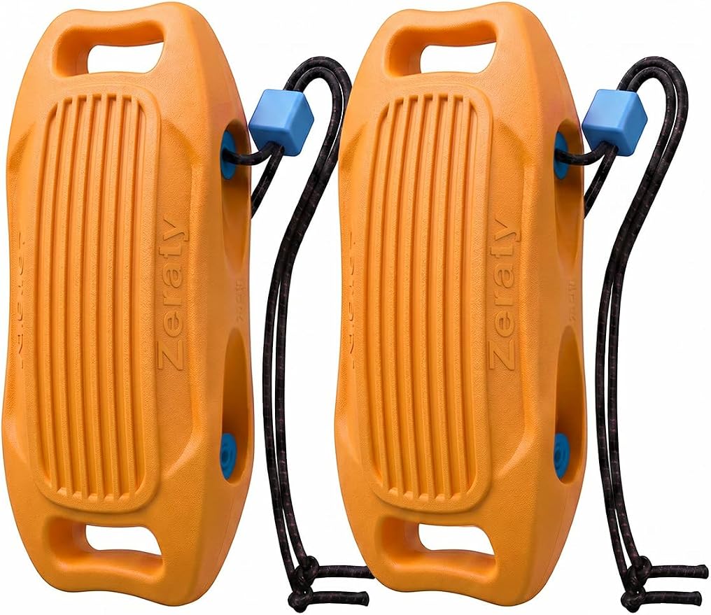 Zeraty Solid EVA Boat Fenders 1-2-4 Packs, 17''x8'' No-Deflation Dock Bumpers with Adjustable Ropes, Modular Stackable Non-Rolling Marine Hull Protector for Pontoon, Yacht, Bass, Jet Ski and Jon Boats