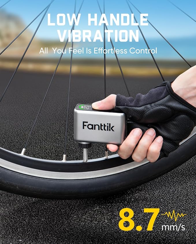 Fanttik X10 Ace Tiny Mini Electric Bike Pump, 120 PSI Compact Bike Pump Electric with Presta and Schrader Valve, Fast Inflate Tiny Bike Pump Portable for Road Bike(4.58oz)